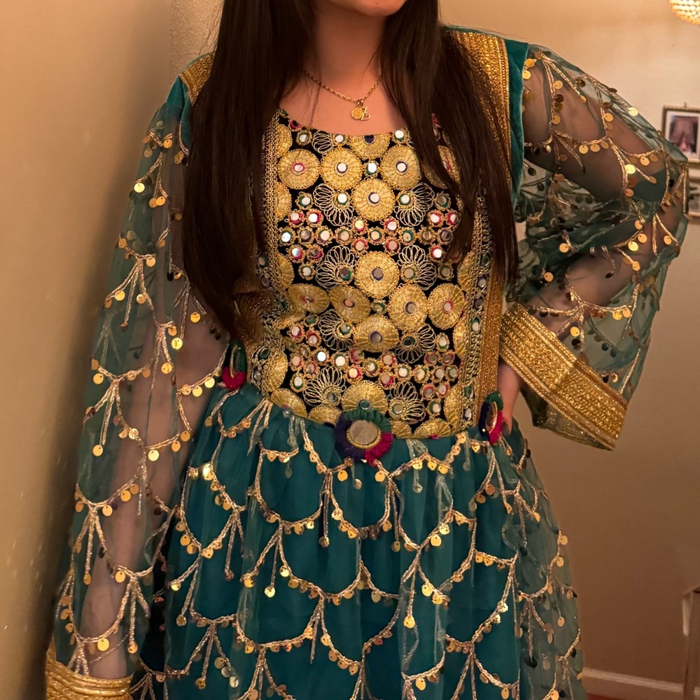 Teal Afghan Dress